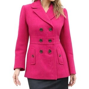 Vintage Hot Pink Wool Blend Peacoat by The Loft Size XS